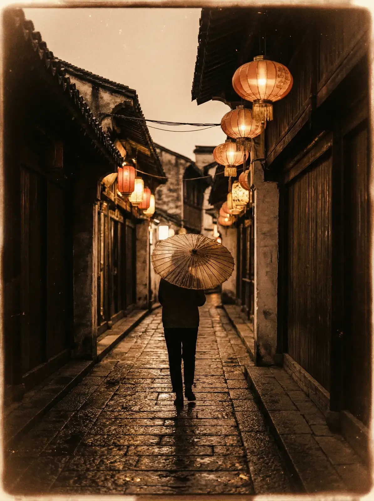 国产视频 作品交易 - 限量版画《巷陌灯影》